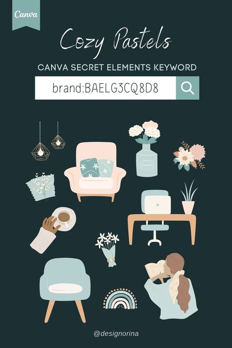 Use brand:BAELG3Cq8D8 for pastel aesthetic Canva Pro elements. Find pretty girly pastel Canva elements with this keyword / brand code. Canva Pro Templates, Canva Hidden Elements, Canva Sticker Keyword Aesthetic, Canva Codes Elements Aesthetic, Canva Sticker Keyword, Canva Search Keywords, Canva Keywords Elements Aesthetic, Canva Codes Elements, Element Keywords Canva