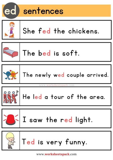 Free Ed Word Family Sentences - worksheetspack Ed Word Family Reading Comprehension, Ed Family Words Sentences, At Family Sentences, Ed Family Words Worksheet, Ed Words Worksheet, Ed Word Family, Cvc Sentences, Phonics Reading Activities, Create Worksheets