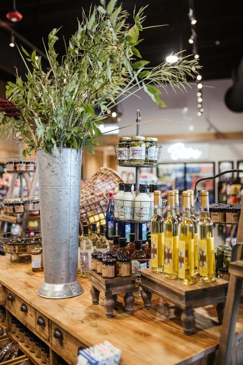 Project Golden Pantry Market — METAL + PETAL Gourmet Market Design, Gourmet Grocery Store, Charcuterie Store Design, Mini Market Store Ideas, Green Pantry, Olive Oil Store, Market Aesthetic, Deli Shop, Flower Shop Decor