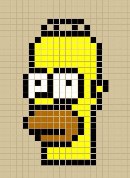 Simpsons Pixel Art, Homer Simpson Pixel Art, Duffy Duck, Funny Easy Drawings, Pixlr Art, Kindergarten Art Crafts, Chicken Cross Stitch, Graph Paper Designs, Indie Drawings