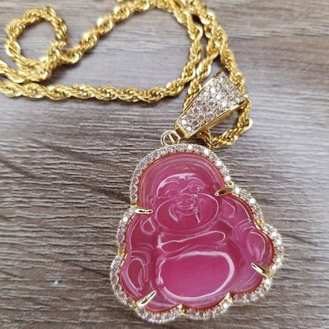 Jade Buddha, Dope Jewelry Accessories, Pink Pendant, Buddha Jewelry, Pink Jade, Buddha Necklace, Buddha Pendant, Jewelry Accessories Ideas, Crystal Jewellery