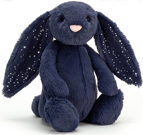 Jellycat Medium Bashful Navy Stardust Bunny Plush Soft Toy : Amazon.co.uk: Toys & Games Range Pyjama, Jellycat Bashful, Jellycat Bunny, Jelly Cat, Jellycat Stuffed Animals, Soft Toys Making, Bunny Soft Toy, Deep Navy Blue, Blue Bunny