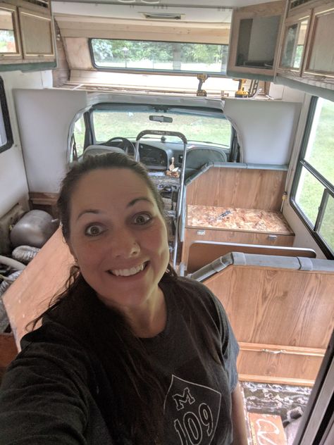 Our 90's RV Renovation Class C Remodel Rv Interior, Class C Renovation, C Class Rv Remodel, Class C Rv Remodel Before And After, Rv Exterior Remodel, Rv Makeover Ideas, Camper Cabinets, Paint Rv, Camper Renovations