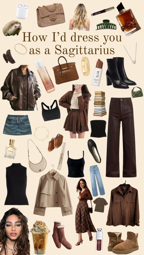 #sagittarius #outfits #aesthetic Sagittarius Venus Aesthetic Outfits, Sagittarius Style Aesthetic, Venus In Sagittarius Style Women, Saggitarius Rising Outfit, Sagittarius In Venus Style, Sagittarius Fashion Aesthetic, Saggitarius Outfits Women, Sagittarius Rising Outfit, Sagittarius Venus Outfit