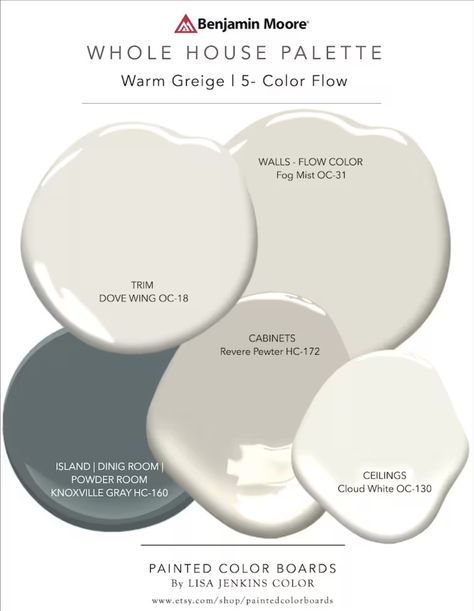 Knoxville Gray, Dove Wing, Greige Paint Colors, Greige Paint, Painting Walls, Color Boards, Paint Color Inspiration, House Color Palettes, Revere Pewter