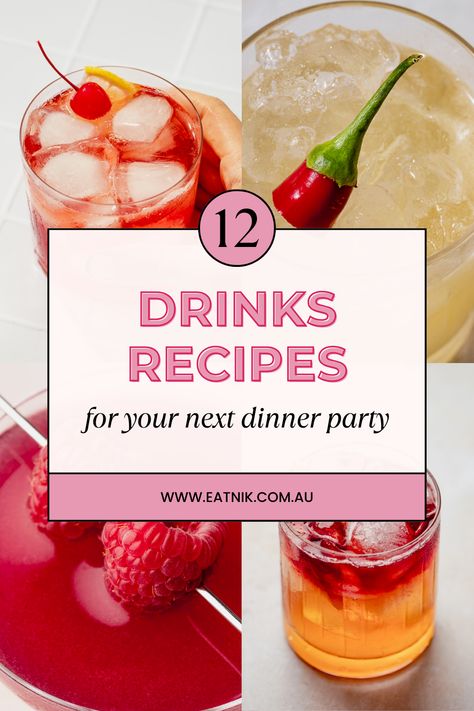 Dinner Party Drinks Cocktails, Party Drink Recipes, Dinner Party Drinks, Progressive Dinner Party, Progressive Dinner, Quick Drinks, Dinner Club, Welcome Drink, Party Food And Drinks