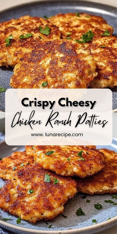 These Crispy Cheesy Chicken Ranch Patties are an ideal choice for a satisfying and stress-free dinner. 🧀🍗 With a crispy coating, melted cheese, and ranch seasoning, these patties are bursting with flavor! Perfect for a quick weeknight meal, these patties are sure to be a family favorite.  📌 Pin this recipe for an easy, cheesy, and crispy dinner idea! #ChickenPatties #EasyDinners #CrispyChicken #CheesyGoodness #FamilyMeals #WeeknightDinners Chicken Patty Recipes, Chicken Shredded, Chicken Ranch, Main Course Dishes, Crispy Cheese, Onion Chicken, Chicken Patties, Ranch Chicken, Ranch Seasoning