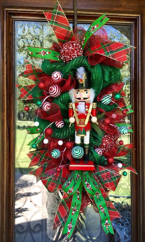 Nutcracker Wreath Diy, Nutcracker Wreath Ideas, Nutcracker Wreaths, Christmas Cover Photos, Facebook Christmas Cover Photos, Nutcracker Ideas, Christmas Cover Photo, Nutcracker Wreath, Door Swags