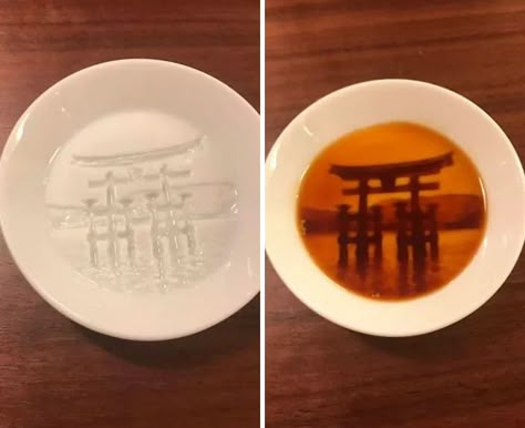 After Pouring Soy Sauce Into These Plates, Entire “Hidden Paintings” Appear | Bored Panda Stick Figure Costume, Star Ice Cubes, Porcelain Dishes, Porcelain Dish, Japanese Design, Everyday Items, Brussel Sprouts, Paper Holder, Soy Sauce