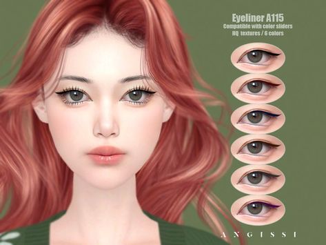 ANGISSI / SIMS 4 / TS4 / Eyeliner / Makeup Ts4 Eyeliner, Mod Eyeshadow, Korean Eyeliner, Mod Makeup, Korean Eyeshadow, Cc Makeup, Sims 4 Tattoos, The Sims 4 Skin, Makeup Cc