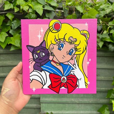 sailor moon🌙 8x8 canvas panel - been trying to work on my wips before starting any more new paintings and this was first on the list, it came out so cute! if your interested in giving this painting a home feel free to message me 💘 - #sailormoon #painting #art #artist #lunasailormoon #usagi #animeart #animepainting #sailormoonart Sailor Moon Painting, Moon Painting, Sailor Moon Art, Working On Myself, Painting Art, The List, Sailor Moon, Art Artist, To Work