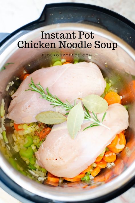 How to make Instant Pot Chicken Noodle Soup with boneless chicken breasts. Recipes With Noodles, Pressure Cooker Chicken Soup, Chicken Breast Soup, Soup In Instant Pot, Boneless Chicken Breast Recipes, Instant Pot Chicken Noodle Soup, Instant Pot Chicken Noodle, Instant Pot Soup Recipes, Pressure Cooker Chicken