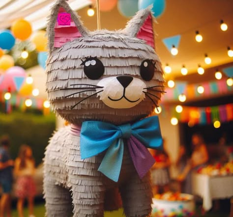 Diy Pinata, Orange Cat, Paper Mache, Party Time, Crafts For Kids, Paper Crafts, Birthday Party, Pastel, Kitty