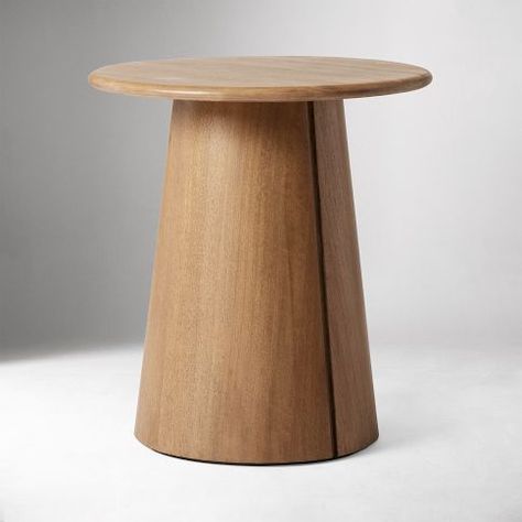 Anton Solid Wood Round Side Table (20") | West Elm Round Nightstand, Round Wood Side Table, West Elm Kids, Modern Side Table, Round Side Table, Solid Mango Wood, Wood Rounds, Pottery Barn Teen, Key Details