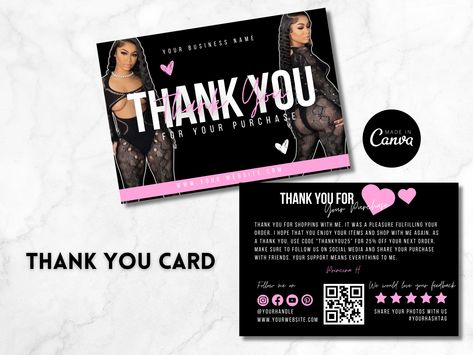 THANK YOU CARD, Business Card, Hair Thank You Card, Lash Thank You Card, Boutique Thank You Card, Design Only, Hair Thank You Card by richbabeco on Etsy Boutique Thank You Cards, Hair Business Cards Ideas, Thank You For Your Order, Hair Logos, Lash Ideas, Hair Business Cards, Hair Logo, Graphic Design Tutorials Learning, Wig Install