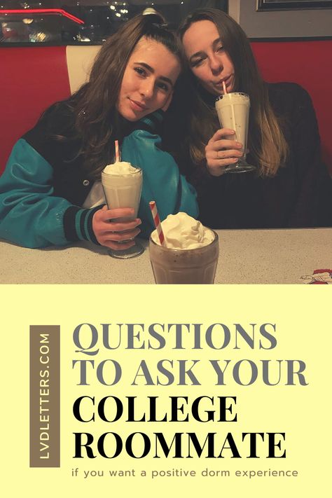 Are you looking for some college roommate questions to ask your college roommate? Click through for 18 key questions to ask your college roommate to ensure you have a good experience. College roommate agreement | questions to ask your college roommate | college roommate rules | questions to ask college roommate | things to ask your college roommate | college roommate house rules | living in a dorm tips | dorm living tips | college hacks | college freshman tips | for college students Roommate Rules, Roommate Agreement, Make Friends In College, Freshman Tips, Highschool Freshman, College Roommate, Post Grad Life, Freshman College, Winter Break