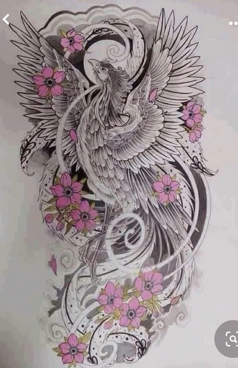 Phoenix Tattoo Sleeve, Phoenix Back Tattoo, Tato Phoenix, Japanese Phoenix Tattoo, Phoenix Tattoo Feminine, Her Tattoo, Phoenix Tattoo Design, Black Girls With Tattoos, Red Ink Tattoos