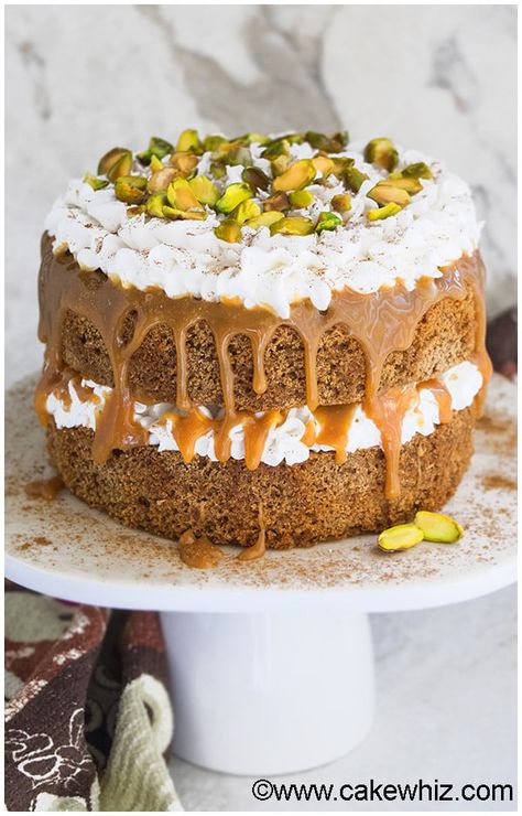 Easy Spice Cake {Chai Tea Cake} - CakeWhiz Chai Spice Cake, Chai Cake, Cake With Buttercream Frosting, Fall Cake Recipes, Spice Cake Recipes, Cake With Buttercream, Thanksgiving Cakes, Chai Tea Latte, Fall And Thanksgiving