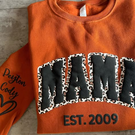 Custom Mama Crewneck Sweatshirt Perfect Gift Idea!!! Lots Of Colors/Styles Available! Order By 12/11 For Guaranteed Delivery Plus Sizes Available!!! Cricut Ideas For Shirts Design, Ball Mama Shirt, Cricut Ideas Sweatshirt, Mom Hoodies Vinyl, Vinyl Tshirts Designs, Embroidered Mom Shirts, Custom Mama Sweatshirts, Momma Sweatshirt Ideas, Gifts For Football Moms