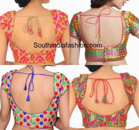 10 Must Have Blouse Designs in Your Wardrobe, saree blouse designs that every one should possess Multi Color Blouse Designs, Color Blouse Designs, Blows Design, Blouse Backless, Latest Indian Fashion Trends, Black Blouse Designs, Indian Fashion Trends, Fancy Saree, 2015 Fashion Trends