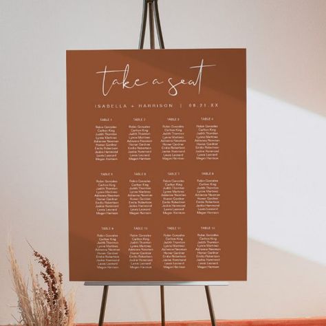 CORIANDER Boho Terracotta Rust Wedding Seating Poster  Zazzle Terracotta Rust Wedding, Sienna Wedding, Foam Board Sign, Rust Wedding, Rusting Wedding, Seating Sign, Bohemian Rustic, Intimate Elopement, Minimal Wedding