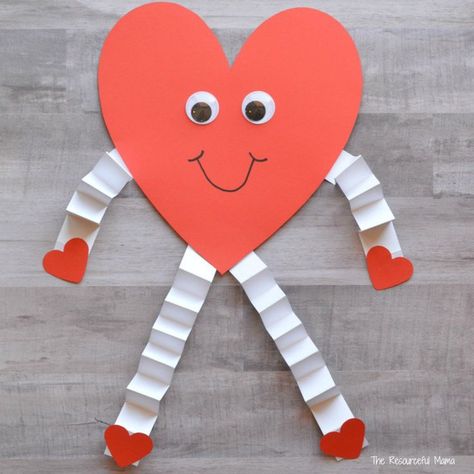 This heart person is a fun and easy Valentine's Day craft for kids Friendship Week, Preschool Valentine Crafts, Kindergarten Valentines, Valentine Art Projects, February Crafts, Easy Valentine Crafts, Valentine's Day Crafts For Kids, Preschool Valentines, Valentine Crafts For Kids