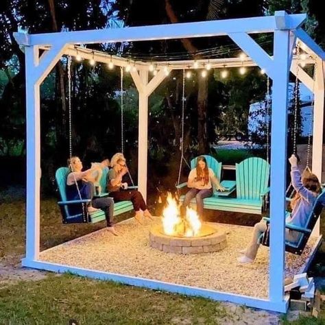 Backyard Entertaining Area, Diy Backyard Patio, Backyard Remodel, Backyard Entertaining, Backyard Inspiration, Front Porch Ideas, Backyard Diy Projects, Backyard Fire, Outdoor Decor Backyard