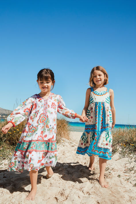 Fun and fabulous 💕 Discover our edit of girls' summer dresses. With ditsy florals prints, twinkly sequins and charismatic appliques, across girls' beach dresses, floaty day dresses and beyond. Find their new favourite today. Girls Beach Dress, Girls Summer Dresses, Bohemian Crochet, Girls Holiday Dresses, Childs Play, Colours Of The Rainbow, Girls Beach, Beach Kids, Girls Dresses Summer