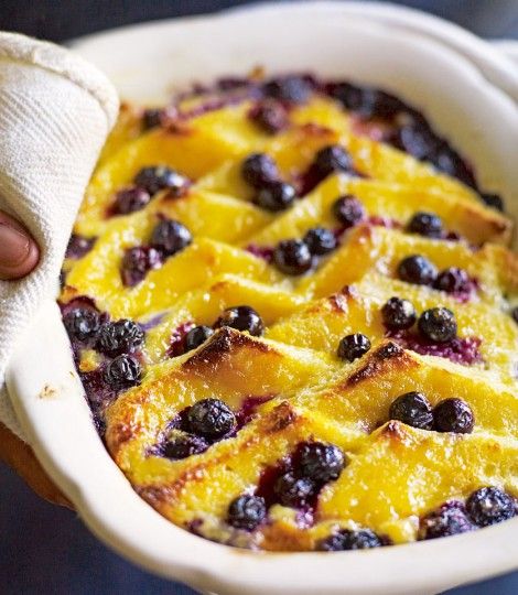 Soufféd-blueberry,-lemon-curd-and-brioche-bread--and-butter-pudding Summer Pudding Recipe, Brioche Bread And Butter Pudding, Blueberry Lemon Curd, Bread And Butter Pudding Recipe, Bread Puddings, Butter Pudding, Lemon Blueberry Bread, Blueberry Bread, Bread And Butter Pudding