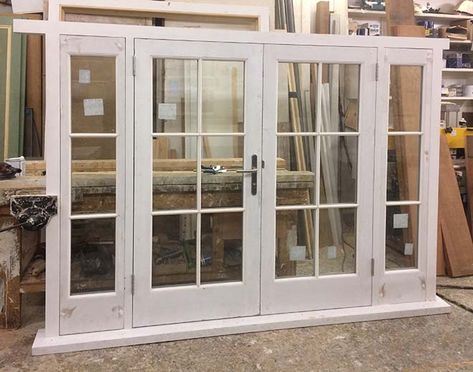 Wood-frame Joinery bi-fold wood French doors and patio doors Camden North London Kitchen With French Doors To Patio Layout, Craftsman French Doors, French Doors In Kitchen, Patio Doors Ideas, French Doors With Side Windows, Doggy Doors, Deck Doors, Sweden Street, French Doors To Deck