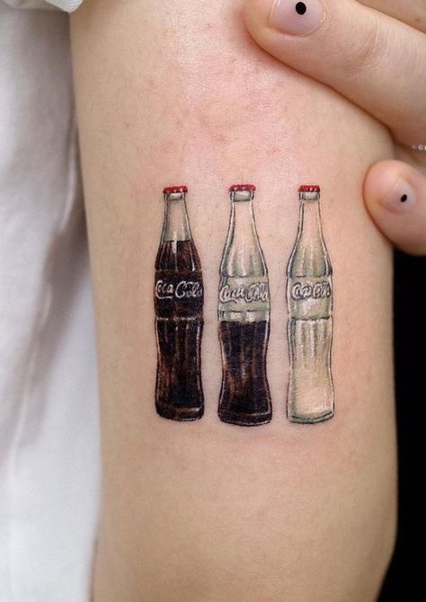 Coke Bottle Tattoo, Coke Tattoo, Food Tattoos, Bottle Tattoo, Vintage Coke, Coke Cola, Coke Bottle, Diet Coke, Soda Bottles