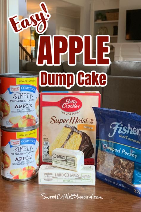 Cake Mix Apple Cobbler 3 Ingredients, Apple Pie With Cake Mix Topping, Easy Apple Crisp With Cake Mix Butter, Apple Brown Betty Dump Cake, Cake Mix With Apple Pie Filling, Cake Mix Apple Pie Filling, Dump Cakes Recipes Easy Apple, White Cake Mix And Apple Pie Filling, Desserts With Apple Pie Filling Easy Recipes