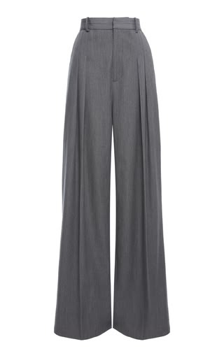 Shop the Grey Pleat Pleat Cotton-Blend Wide-Leg Pants by Rosie Assoulin and more new designer fashion on Moda Operandi. 90s Office, Photographie Indie, High Wasted Jeans, Elegant Pant, Rosie Assoulin, Model Outfits, Grey Dress Pants, Fashion Design Sketches, Designer Dresses Indian