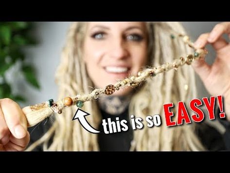 sewing beads onto my dreadlocks - YouTube Diy Dreads Tutorials, Decorating Dreadlocks, Dreadlock Extensions Diy, Diy Dreads, Dreads Diy, Dreadlocks Diy, How To Make Dreadlocks, Yarn Dreads, Sewing Beads