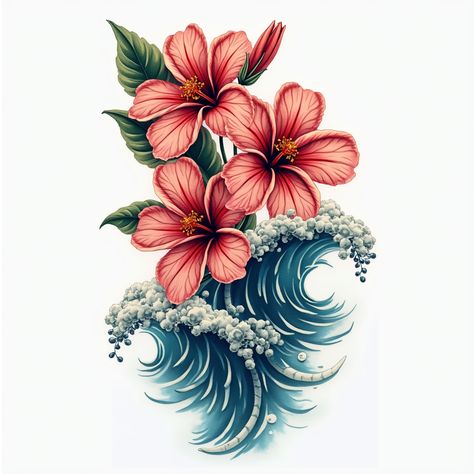 Moana Flower Tattoo, Simple Tropical Tattoo, Florida Tattoo For Women, 26 Tattoo, Tropical Tattoo, Florida Tattoos, Hawaiian Travel, Memorial Tattoos, Travel Memories