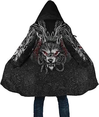 Parker Coat, Fenrir Wolf, Viking Mythology, Winter Cloak, Parker Jacket, Gothic Men, Viking Costume, Viking Designs, Wolf Tattoo