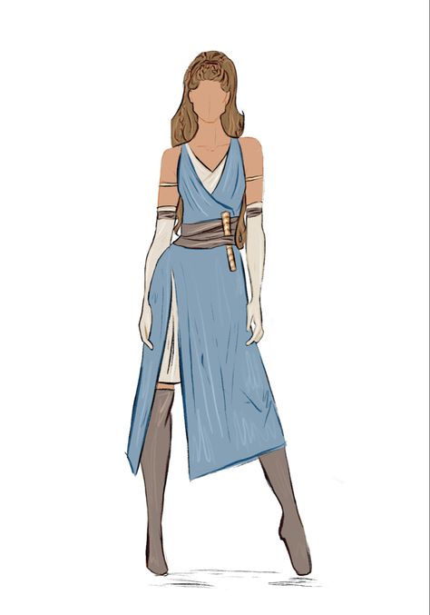 Star Wars Outfit Ideas Women, Star Wars Dresses Inspired Outfits, Jedi Clothing Women, Star Wars Princess Outfit, Star Wars Outfits Women Jedi, Starwars Oc Outfit, Star Wars Clothes Design, Jedi Robes Women, Female Star Wars Outfits