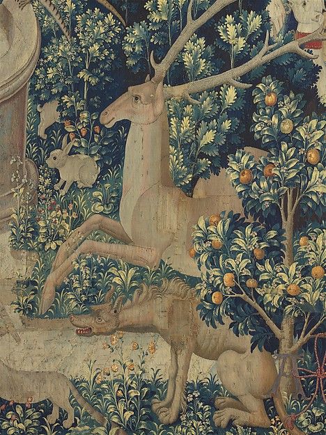 Unicorn Tapestry, Unicorn Tapestries, French Cartoons, Medieval Tapestry, Cleveland Museum Of Art, The Unicorn, Medieval Art, Fruit Trees, Metropolitan Museum Of Art