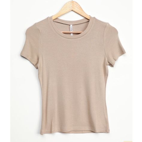 Ready For Comfort Tan Ribbed Short Sleeve Tee - Size Xs / Tts - Color: Tan - Nwt / Unworn / No Flaws - Very Stretchy Fabric Description: Your Staple Style Requires The Lulus Basics Ready For Comfort Tan Ribbed Short Sleeve Tee! Super Soft And Stretchy Ribbed Knit Shapes This Always Classic Tee That Has A Rounded Neckline, Short Sleeves, And A Fitted Bodice. This Basic Top Is Essential For Layering Or Keeping Things Casual Tan T Shirt, Hot Pink Shorts, Beige Shirt, Satin Crop Top, Beige Shorts, Ribbed Shorts, Beige Top, Scoop Neck Tee, Tie Dye Shorts