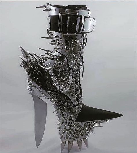 Cecilio Castrillo on Instagram: “Loved this Version Made with Photoshop of my Knife Heel Boot by @windowsen It Reminds me a Witch Shoe. Swipe to check the Original. Photo…” Botas Grunge, Euphoria Clothing, Witch Shoes, Extreme Fashion, Goth Shoes, Goth Glam, Gothic Shoes, Art Costume, Lulu Fashion