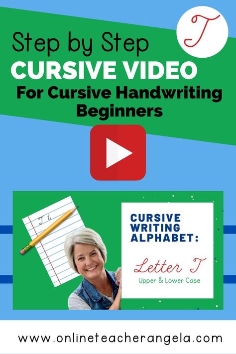 Step-by-step cursive handwriting video - upper and lower case T. #cursivewriting #cursivewritingvideo #learncursive # cursivehandwriting #cursivealphabet #cursiveletters #cursivehandwritingpractice Lower Case A, Write Cursive, Learning Cursive, Cursive Handwriting Practice, Cursive Alphabet, Cursive Handwriting, Handwriting Worksheets, Cursive Letters, Cursive Writing