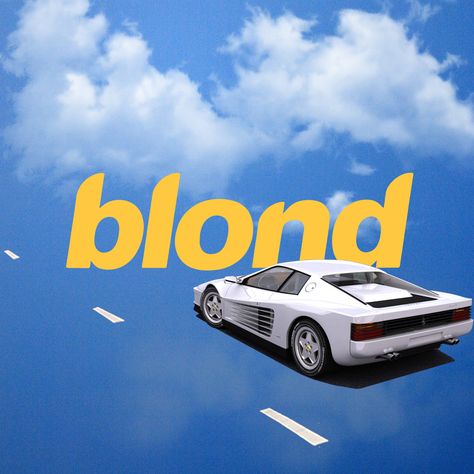 Since the real cover of blond is just an image of frank ocean, I reimagined the album cover to be surreal and calm with a different color palette to match the feel of the album. I created the image in photoshop and I chose to feature a white ferrari because he mentions it on one track and cars are a big theme on blond. The font is the same from the original album because it's special to the album and I still wanted to incorporate it, but I might change it Car Album Cover, White Ferrari, Cd Cover, Frank Ocean, Yearbook, Poster Wall, Album Covers, Ferrari, Color Palette