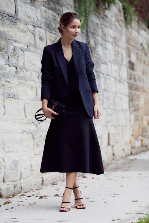 STYLECASTER | Work Outfit Ideas | Navy Blue Blazer Harper and Harley Blazer And Dress Outfit, Toddler Boy Haircut Fine Hair, Work Outfit Ideas For Women, Harper And Harley, Blue Blazer Outfit, Sonus Festival, Navy Dress Outfits, Blue Blazer Dress, Maxi Dress Outfit Fall