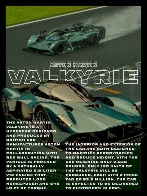 Aston Martin Valkyrie Wallpaper, Aston Martin Poster, Audi Poster, Aston Martin Valkyrie, Anime Cars, Aston Martin F1, Basic French, Basic French Words, Power Cars