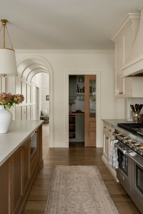 Seven Tips From A Heritage Remodel - Studio McGee Modern Kitchen White Cabinets, Kitchen Cabinets Gold Hardware, Classy Home Interior, Eclectic Shelving, Hardware Kitchen Cabinets, Cabinets Gold Hardware, Wood Island Kitchen, Whole House Colors, Kitchen Cabinets Modern Farmhouse