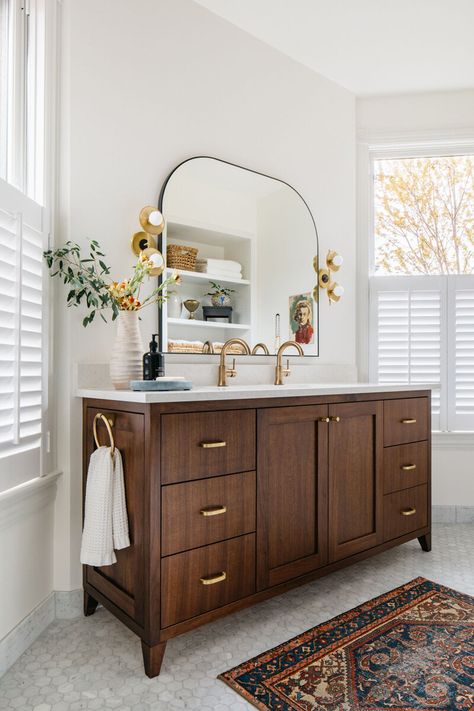 Dark wood vanity bathroom