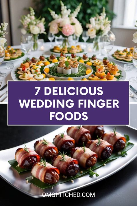 Planning a wedding? Check out these 7 yummy finger foods that will wow your guests! They're easy to eat and bursting with flavor. Imagine serving bacon-wrapped dates or tasty sliders that make everyone's tummies rumble in excitement. These bites aren’t just tasty; they’re also great for keeping the party lively and fun. Your guests will talk about these delights long after the wedding! Explore these fun food ideas to jazz up your big day and make it unforgettable! Ordurves Appetizers Wedding, Bridal Food Ideas, Summer Wedding Food Ideas, Finger Foods For Wedding Reception, Easy Wedding Food, Finger Food Wedding Reception, Wedding Appetizer Ideas, Summer Wedding Food, Wedding Hors D'oeuvres