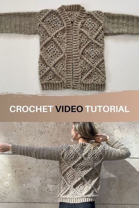 Wilmade Crochet, Square Cardigan, Crochet Cardigan Pattern Free, Poncho Crochet, Gilet Crochet, شال كروشيه, Crochet Sweater Pattern Free, Crochet Tops Free Patterns, Crochet Videos Tutorials