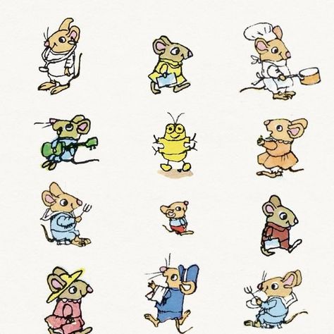 Richard Scarry Love on Instagram: "One mouse, two mice, three mice, a dollar!  If you can find Goldbug, stand up and holler!   #RichardScarryLove #RichardScarry" Mouse Character Design, Mice Cartoon, Richard Scarry, Disney Mouse, Unique Drawings, Drawing Style, Old Disney, Happy Things, Fairytale Art