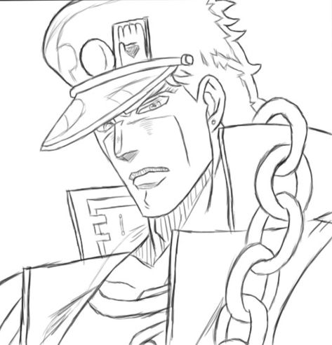 Jotaro - Jojo anime Jotaro Drawing, Jojo Anime, Sketches Easy, Easy Drawings, Drawings, Anime